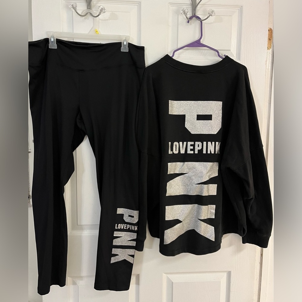 PINK Victoria Secret Glitter Sweat Set